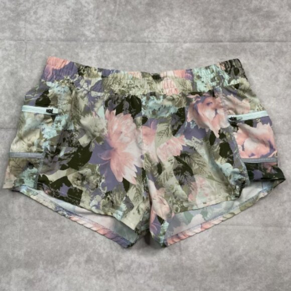 Fabletics Shorts Women Size M Floral Gym 3" Workout Active Lined Zip Pockets G32 - Picture 1 of 9